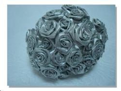 12 Mini roses ourlées satin argenté