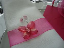 6 Ronds de serviette fuschia et papillon