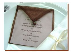 6 Pochettes Menu en Organdi Chocolat