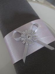 12 Noeuds diamant gris pour serviette mariage